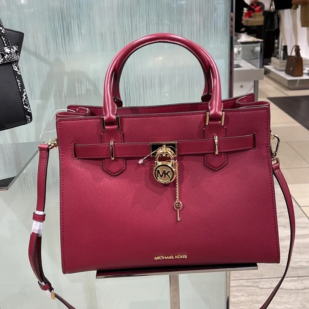 MICHAEL KORS HAMILTON MEDIUM SATCHEL MULBERRY COLOR - Picture 3 of 16